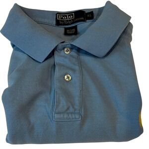 Polo Ralph Lauren Men's Knit‎ Polo Shirt XL Blue with Embroidered Yellow Pony